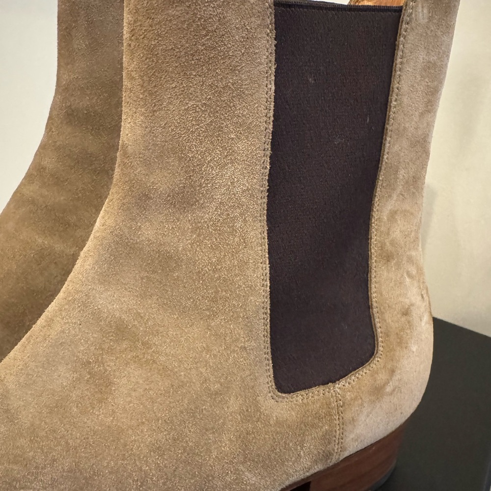 Saint Laurent Taupe Suede Chelsea Boots - Picture 2 of 8